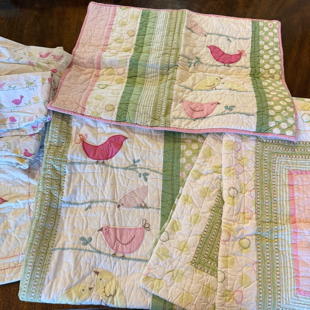 Pottery Barn Kids "Tweet" Colorful Patchwork Twin Quilt Set